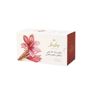 أكياس شاي سوداء بنكهة زعفران، 20 قطعة. أكياس شاي سوداء بنكهة زعفران، 20 قطعة.